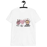 "Peace, Love, Bad Bunny" Short-Sleeve Unisex T-Shirt